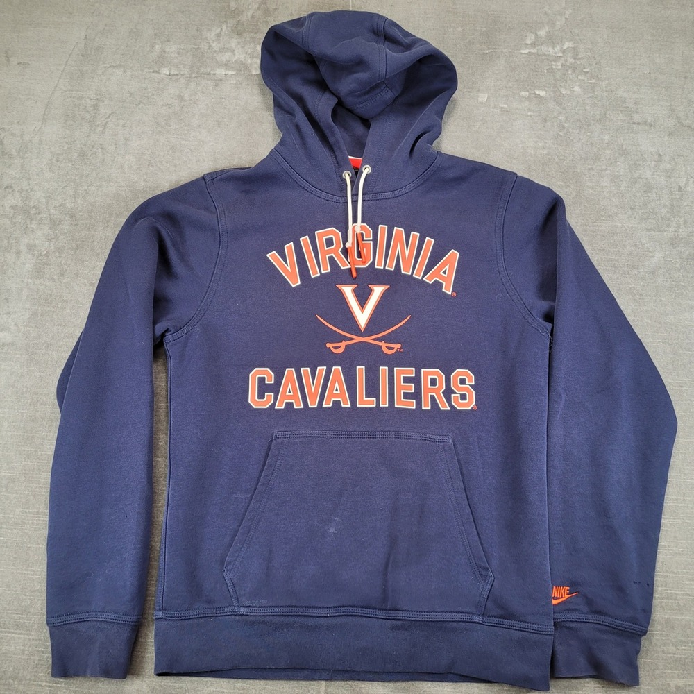 Nike Virginia Cavaliers Vintage Hoodie Navy Orange Logo Pullover Men's Size S